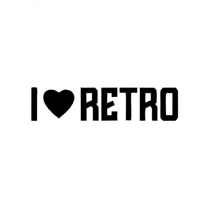 I Love Retro Araba Sticker 17x17 Cm Siyah