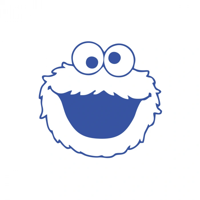 Kurabiye Canavarı Araba Sticker 17x17 Cm Mavi