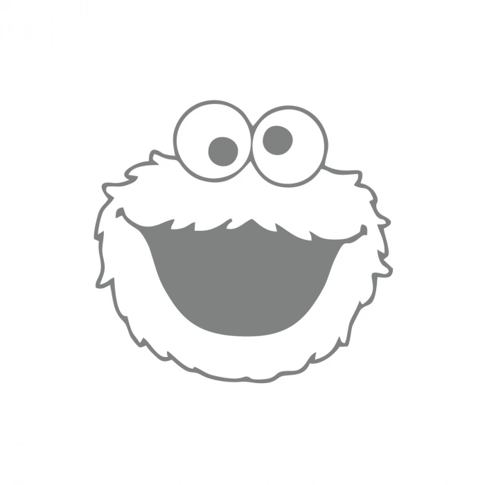 Kurabiye Canavarı Araba Sticker 17x17 Cm Gri