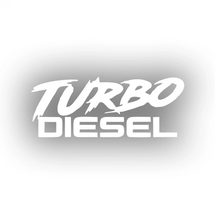 Turbo Diesel Araba Sticker 17x17 Cm Beyaz