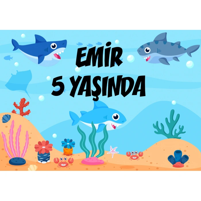 Deniz ve Balıklar Doğum Günü Afişi - 100x150 Cm