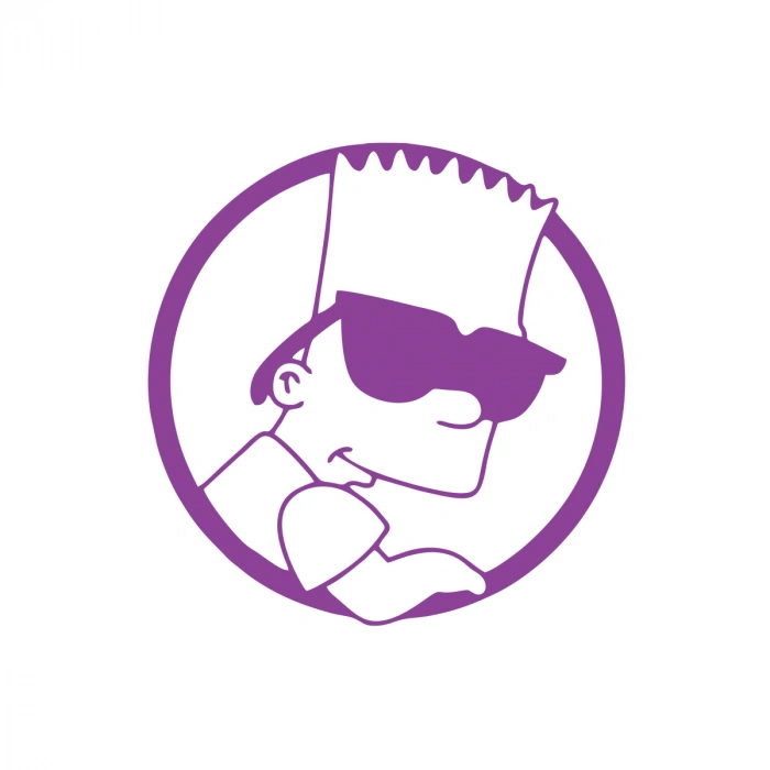 Simpsons Araba Sticker 17x17 Cm Mor