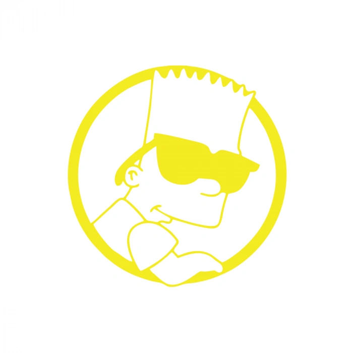Simpsons Araba Sticker 17x17 Cm Sarı
