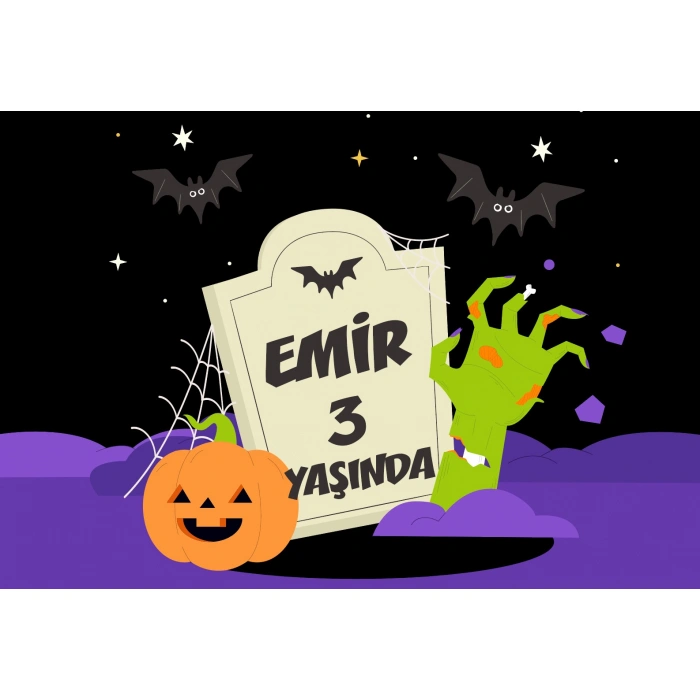 Cadılar Bayramı Temalı Doğum Günü Afişi - 100x150 Cm