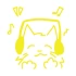 Müzik Dinleyen Kedi Sticker 17x17 Cm Sarı