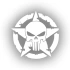 Yıldız Punisher Kurukafa Sticker 17x17 Cm Beyaz