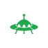 Ufo Araba Sticker 17x17 Cm Yeşil