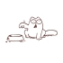 Beslenmeyi Bekleyen Kedi Araba Sticker 17x17 Cm Kahverengi