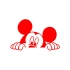 Mickey Mouse Araba Sticker  17x17 Cm Kırmızı