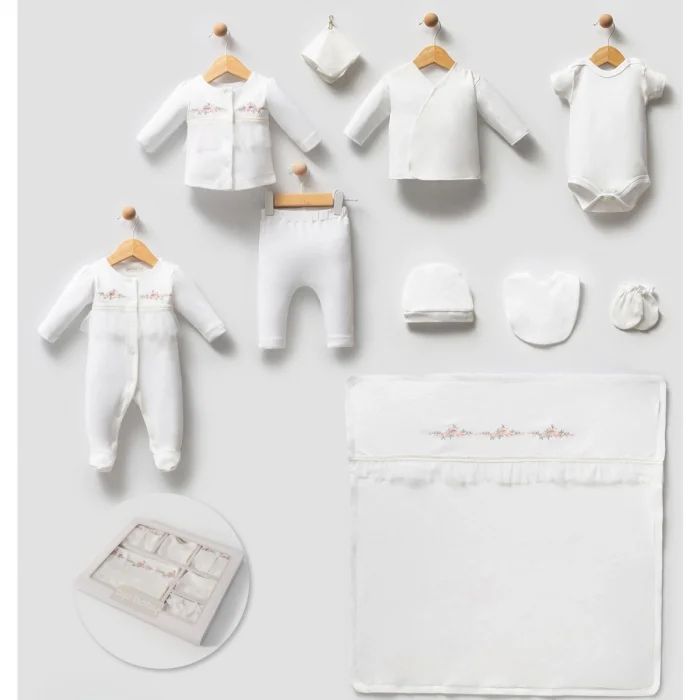 0-3 AY ÇİÇEK NAKIŞLI TÜLLÜ 10LU SET