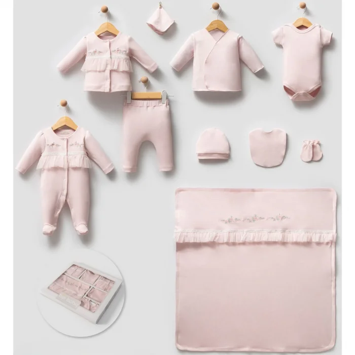 0-3 AY ÇİÇEK NAKIŞLI TÜLLÜ 10LU SET