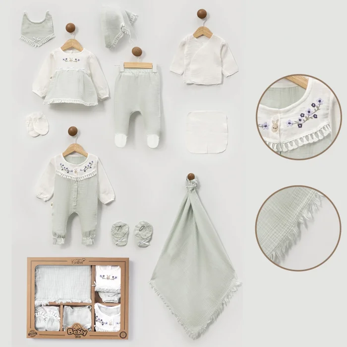 0-3 AY ŞERİT PÜSKÜL MÜSLİN 10LU SET