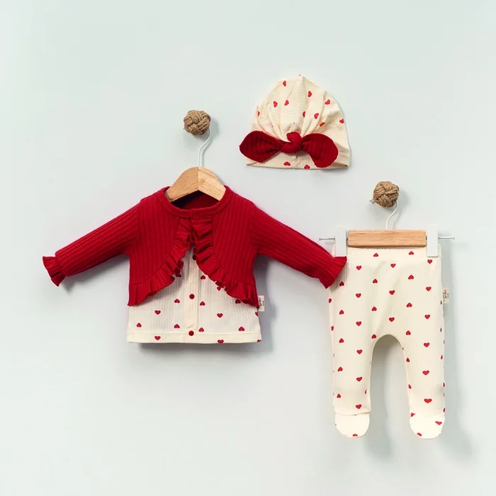 KIZ 3-6 AY ARMİNA KALPLİ 3LÜ TAKIM