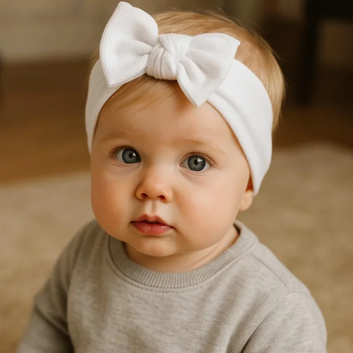 Bebexia Beyaz Tekli Bebek Bandana (0-3 Yaş) | Pamuklu & Esnek Kumaş