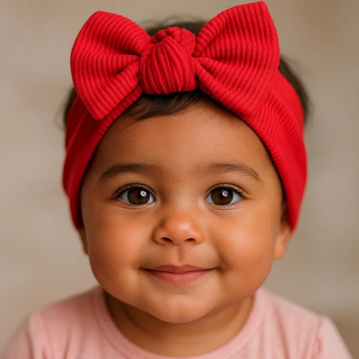 Bebexia Kırmızı Tekli Bebek Bandana (0-3 Yaş) | Pamuklu & Esnek Kumaş