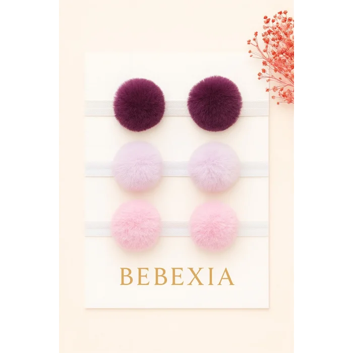 Bebexia Premium Üçlü Ponponlu Bandana