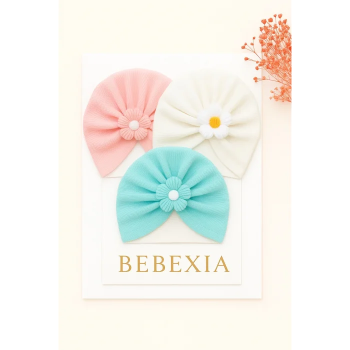 Bebexia Premium Üçlü Papatyalı Bone