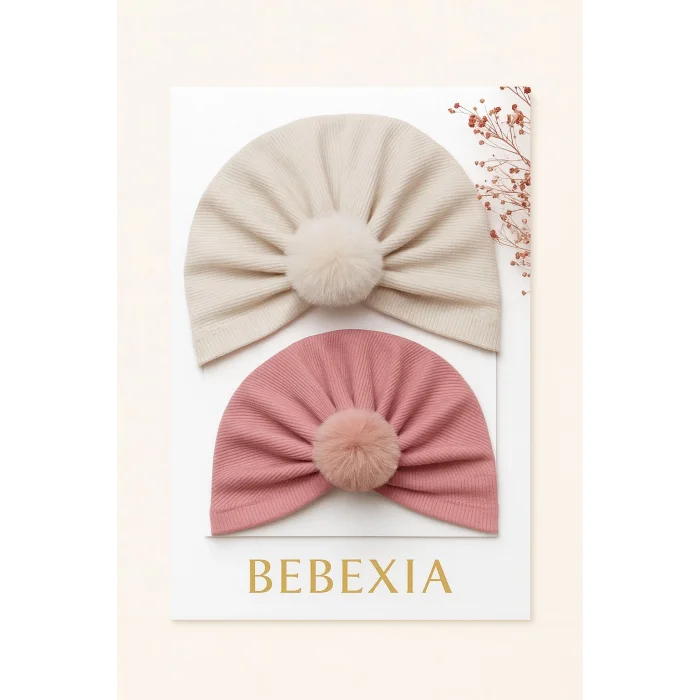 Bebexia Premium İkili Ponponlu Bone Seti