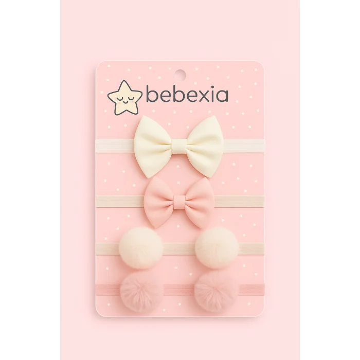 Bebexia Premium Ponponlu Fiyonklu Bandana Seti