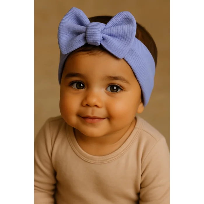 Bebexia Mavi Tekli Bebek Bandana (0-3 Yaş) | Pamuklu & Esnek Kumaş