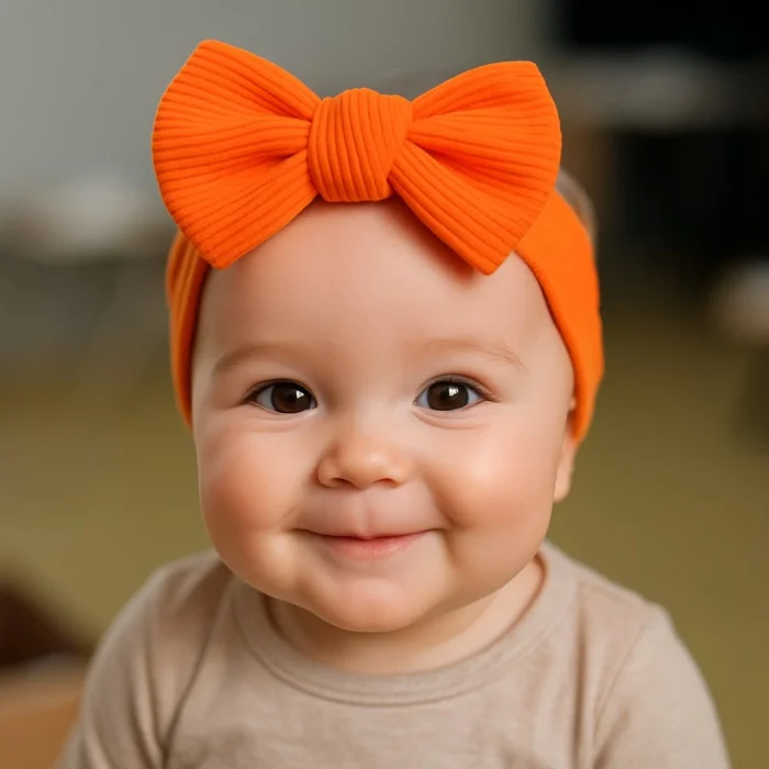 Bebexia Turuncu Tekli Bebek Bandana (0-3 Yaş) | Pamuklu & Esnek Kumaş