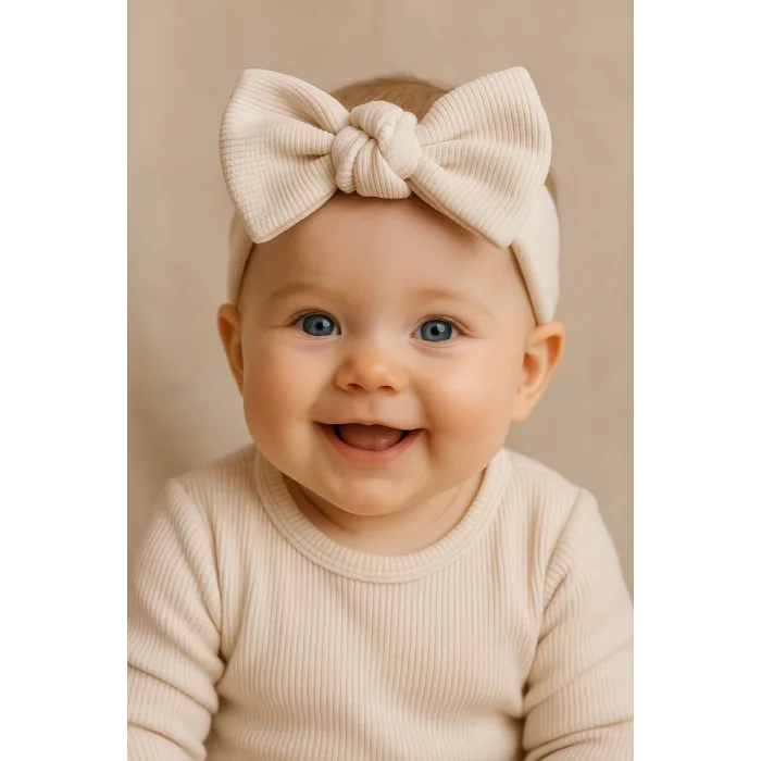 Bebexia Krem Tekli Bebek Bandana (0-3 Yaş) | Pamuklu & Esnek Kumaş