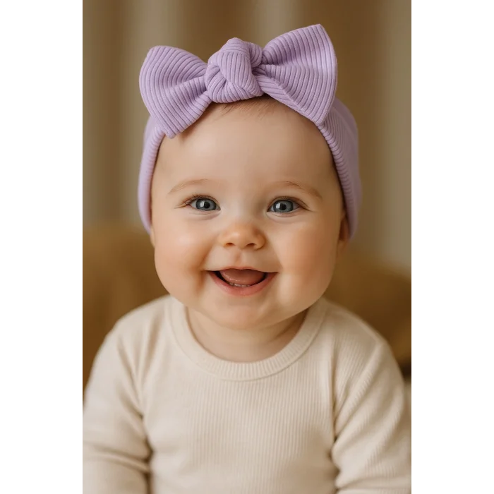 Bebexia Lila Tekli Bebek Bandana (0-3 Yaş) | Pamuklu & Esnek Kumaş