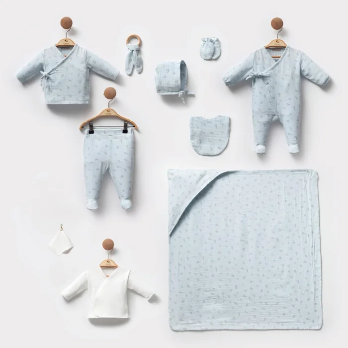 ERKEK 0-3 AY FİGÜR BASKI MÜSLİN 10LU SET