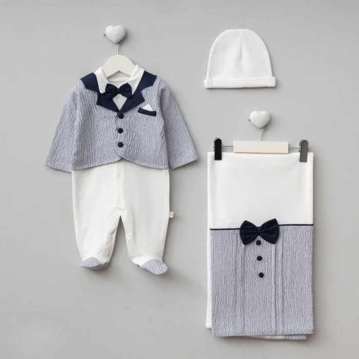 ERKEK 0-3 AY GOFRELİ BATTANİYE TULUM SET