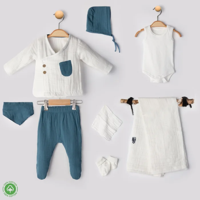 ERKEK 0-3 AY MÜSLİN 8Lİ SET