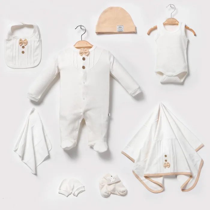 ERKEK 0-3 AY NERVÜRLÜ PAPYONLU 8Lİ SET