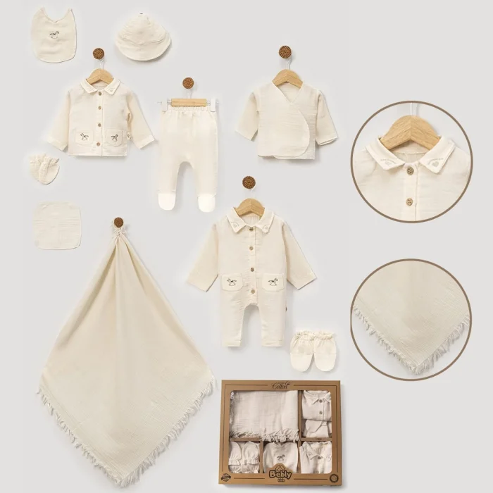 ERKEK 0-3 AY OYUNCAK AT MÜSLİN 10LU SET