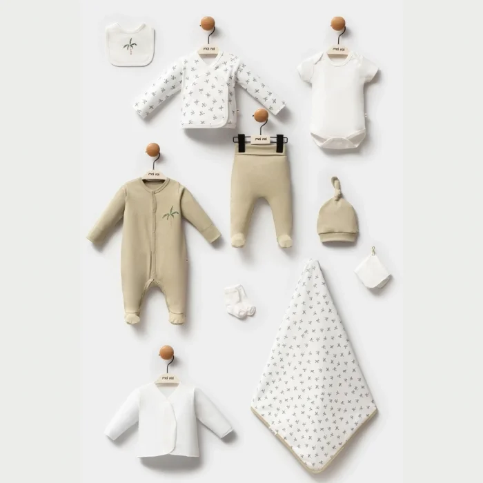 ERKEK 0-3 AY PALMİYE BASKILI 10LU SET