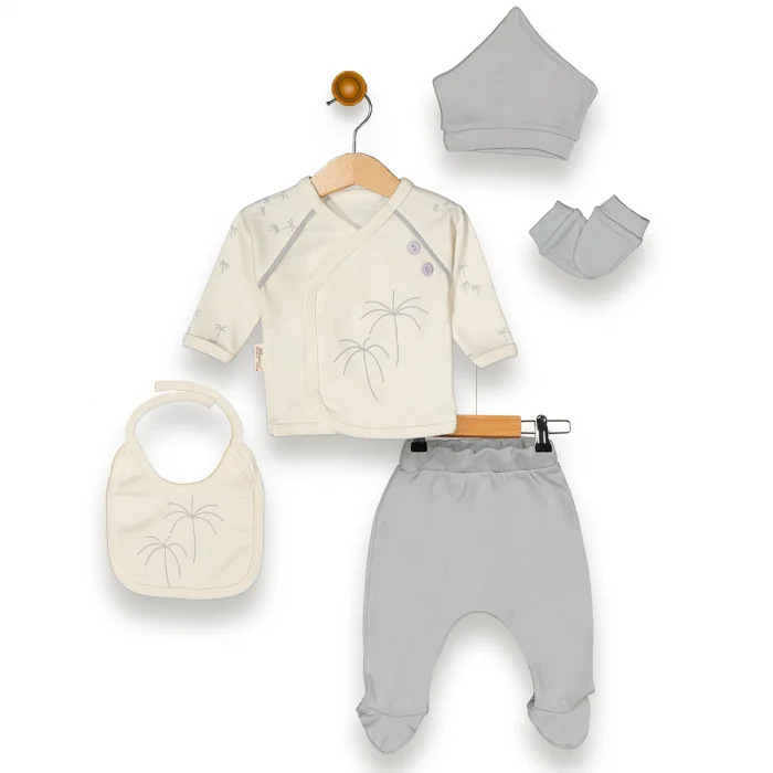ERKEK 0-3 AY PALMİYE BASKILI 5Lİ SET
