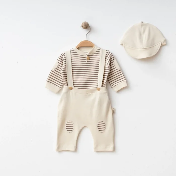 3-6-9-12 AY SALOPETLİ ÇİZGİLİ 3LÜ TAKIM