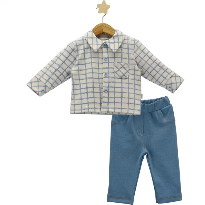 ERKEK 3-6-9 AY KARE GÖMLEKLİ TAKIM