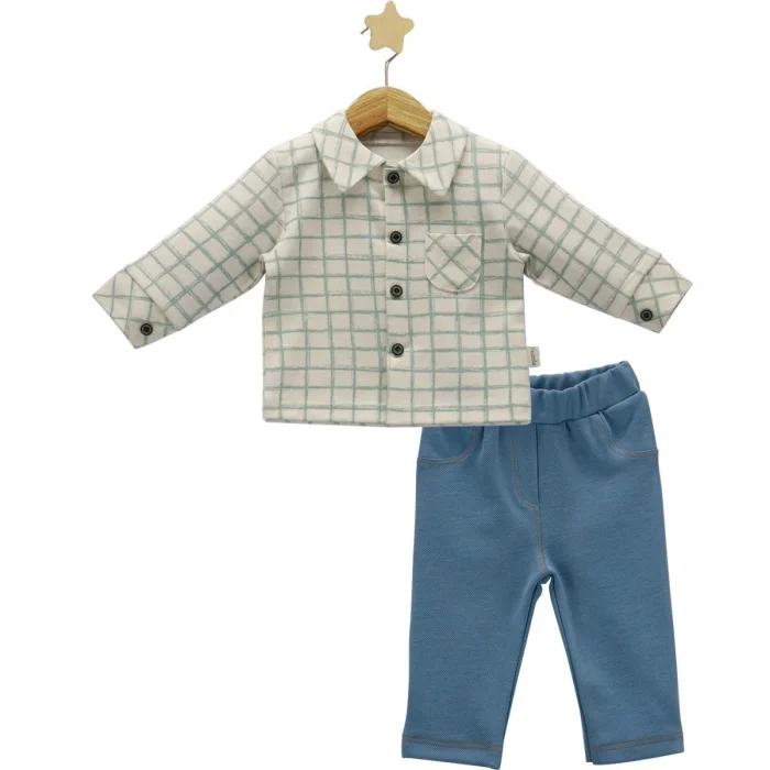 ERKEK 3-6-9 AY KARE GÖMLEKLİ TAKIM