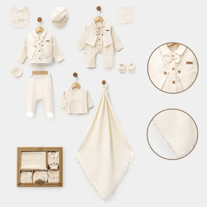 KIDS ERKEK 0-3 AY PAPYONLU MÜSLİN 10LU SET