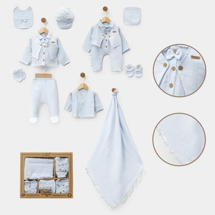 KIDS ERKEK 0-3 AY PAPYONLU MÜSLİN 10LU SET