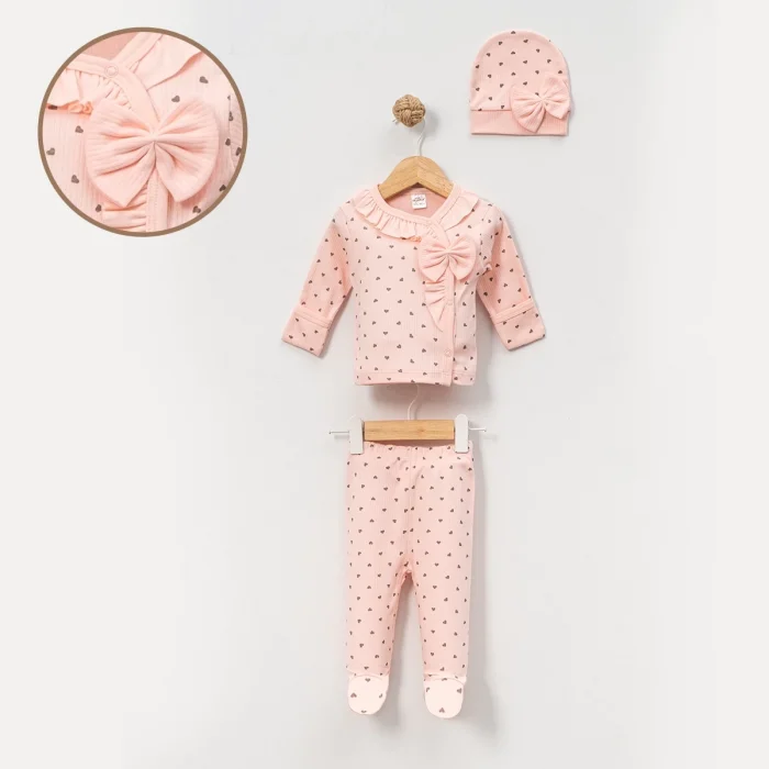 KIZ 0/3-3/6 AY KÜÇÜK KALPLİ 3LÜ TAKIM