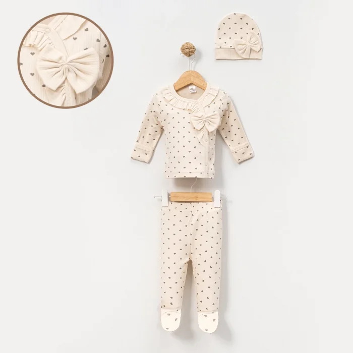 KIZ 0/3-3/6 AY KÜÇÜK KALPLİ 3LÜ TAKIM