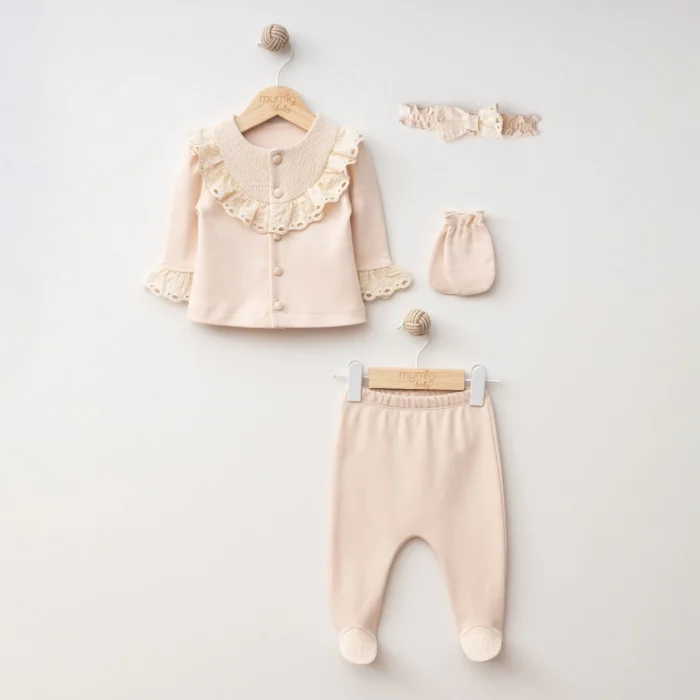 KIZ 0-3 AY BRODELİ ÖRME 4LÜ ZIBIN SET