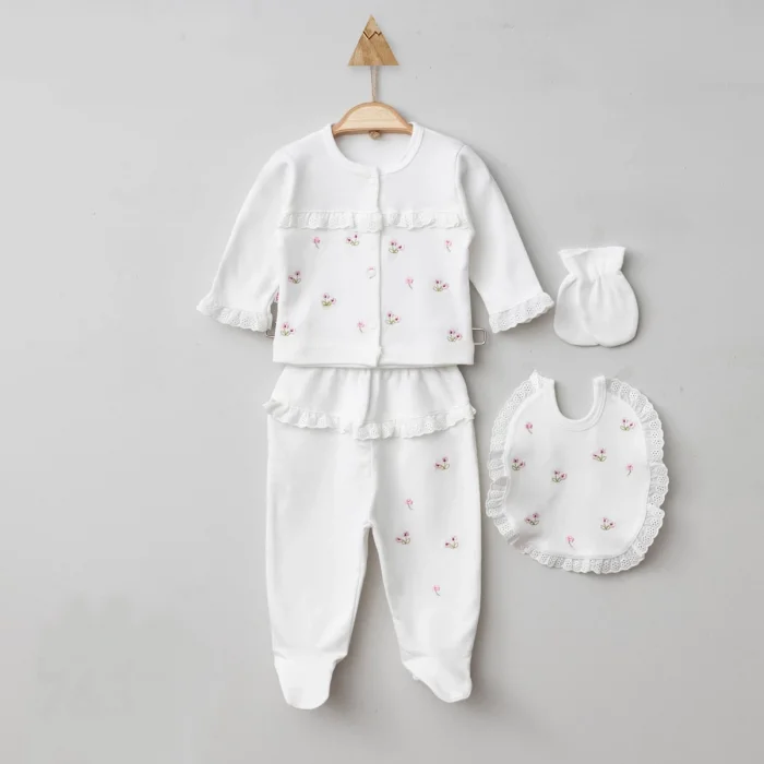 KIZ 0-3 AY ÇİÇEK NAKIŞLI 5Lİ HASTANE ÇIKIŞI