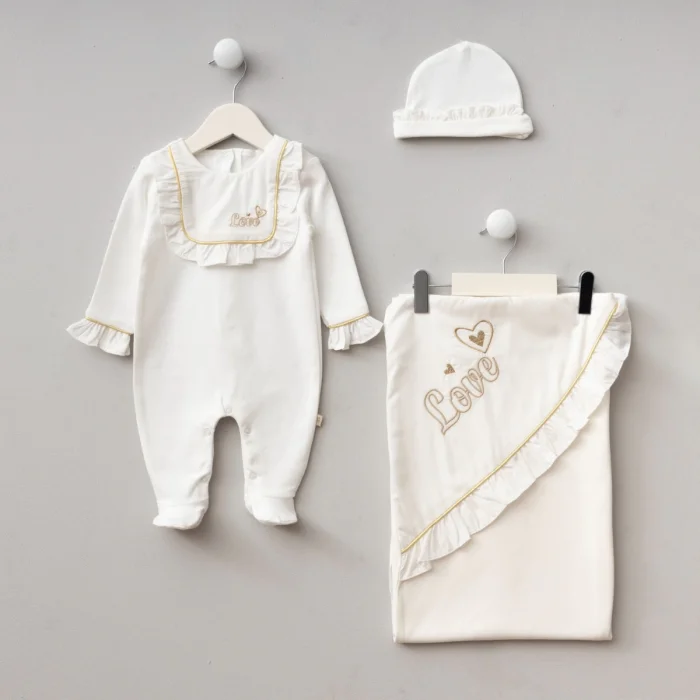 KIZ 0-3 AY LOVE KALPLİ BATTANİYELİ TULUM SET