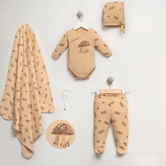 KIZ 0-3 AY MANTAR BASKILI 4LÜ TAKIM