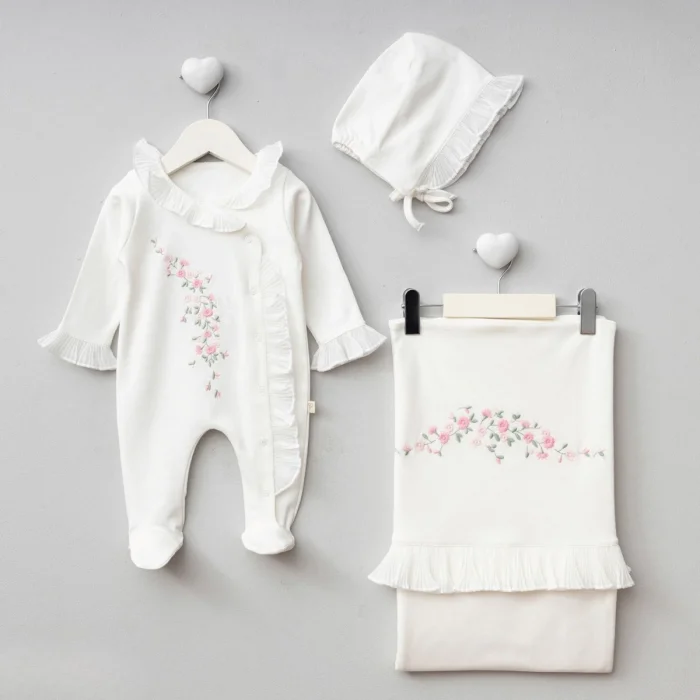 KIZ 0-3 AY PLİSELİ BATTANİYE TULUM SET