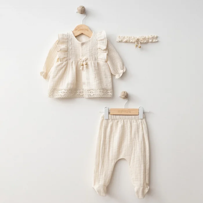 KIZ 0-3 AY SİMLİ MÜSLİN ZIBIN SET