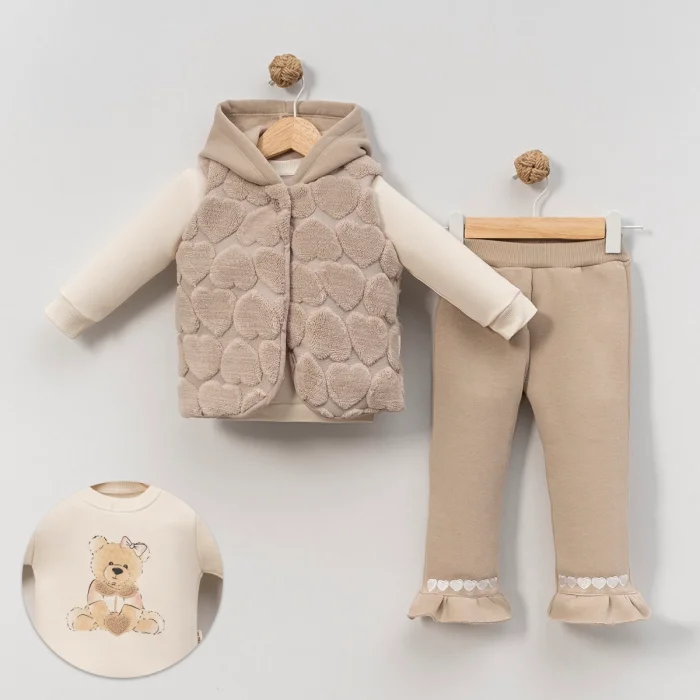 KIZ 9-12-18 AY KALPLİ YELEK 3LÜ TAKIM