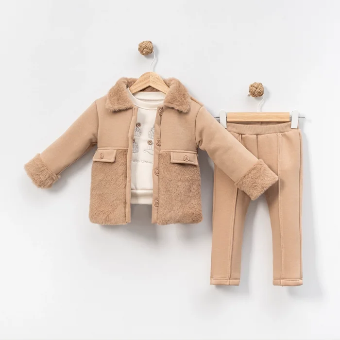 KIZ 9-12-18 AY KÜRKLÜ HIRKALI 3LÜ TAKIM