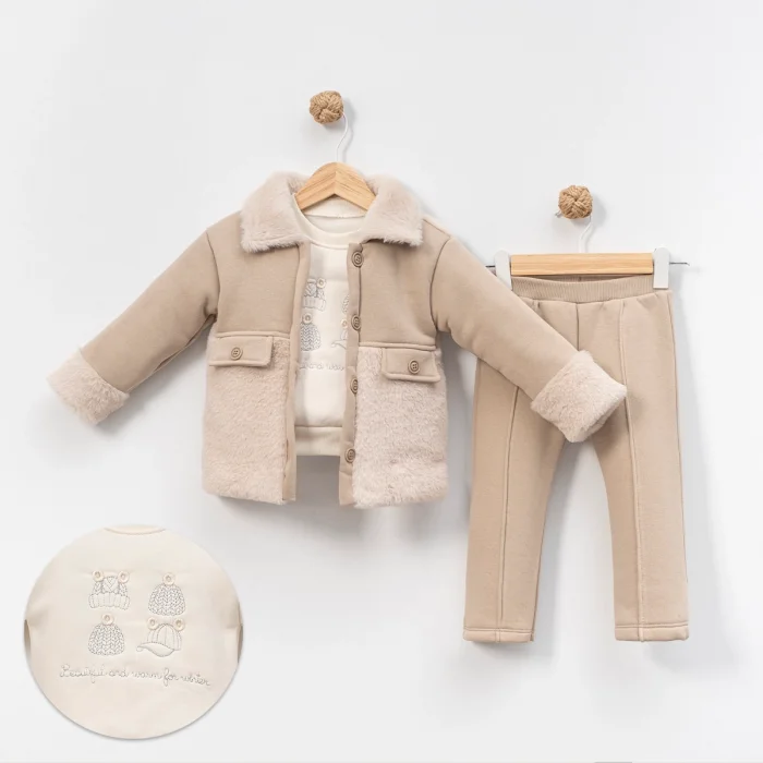 KIZ 9-12-18 AY KÜRKLÜ HIRKALI 3LÜ TAKIM